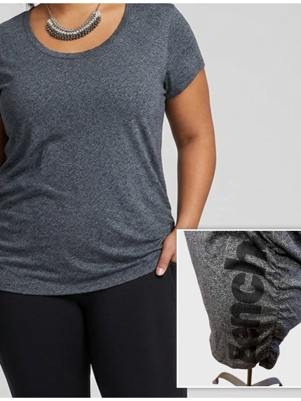 BENCH Dark Grey Side Rouched Short Sleeve Tee XL